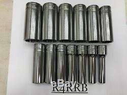 Snap-on Tools USA NEW 13pc 1/2 Drive SAE Deep 12 POINT Chrome Socket Set 313SYA