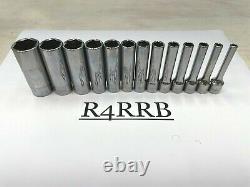 Snap-on Tools USA NEW 13pc 1/4 Drive SAE Deep 6 Point Chrome Socket Set 113STM