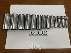 Snap-on Tools USA NEW 13pc 3/8 Drive SAE 6 Point Deep Chrome BONUS Socket Set