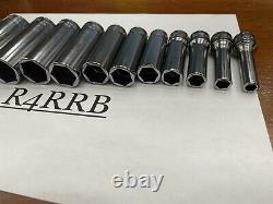 Snap-on Tools USA NEW 13pc 3/8 Drive SAE 6 Point Deep Chrome BONUS Socket Set