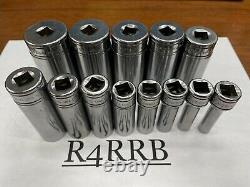 Snap-on Tools USA NEW 13pc 3/8 Drive SAE 6 Point Deep Chrome BONUS Socket Set