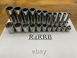 Snap-on Tools USA NEW 22pc 3/8 Drive 6pt SAE FDX Shallow Deep Socket Double Set