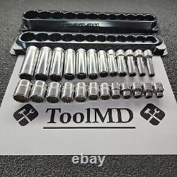 Snap-on Tools USA NEW 24pc 3/8 Drive Metric 12-POINT Deep & Shallow Socket Sets