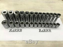 Snap-on Tools USA NEW 26pc 1/2 Drive SAE 12 Point Shallow Deep DOUBLE Lot Set