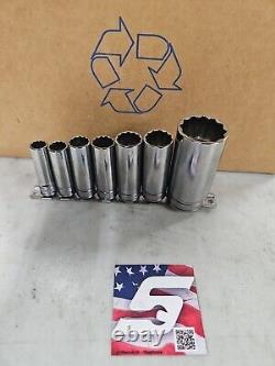 Snap-on Tools USA NEW 3/8 Drive 7pc SAE 12 point Deep Chrome Socket Set