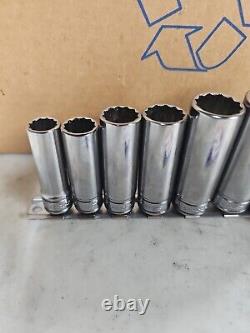 Snap-on Tools USA NEW 3/8 Drive 7pc SAE 12 point Deep Chrome Socket Set