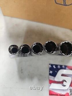 Snap-on Tools USA NEW 3/8 Drive 7pc SAE 12 point Deep Chrome Socket Set