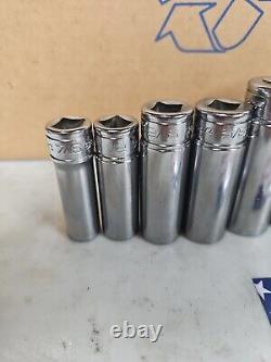 Snap-on Tools USA NEW 3/8 Drive 7pc SAE 12 point Deep Chrome Socket Set