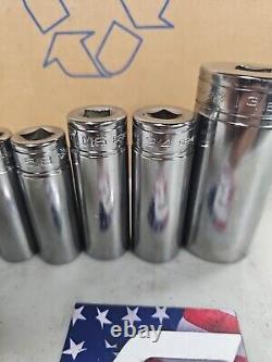 Snap-on Tools USA NEW 3/8 Drive 7pc SAE 12 point Deep Chrome Socket Set