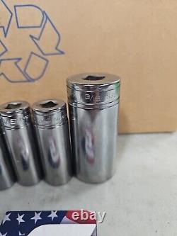 Snap-on Tools USA NEW 3/8 Drive 7pc SAE 12 point Deep Chrome Socket Set