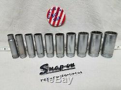 Snap-on USA 10pc. 1/2 Drive SAE 12-Point Deep Socket Set VINTAGE 1947,57,58,59