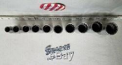 Snap-on USA 10pc. 1/2 Drive SAE 12-Point Deep Socket Set VINTAGE 1947,57,58,59