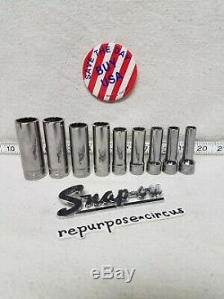 Snap-on USA 9-pc. 3/8 Drive 212SFMY 12-Point METRIC Deep Socket Set