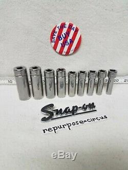 Snap-on USA 9-pc. 3/8 Drive 212SFMY 12-Point METRIC Deep Socket Set