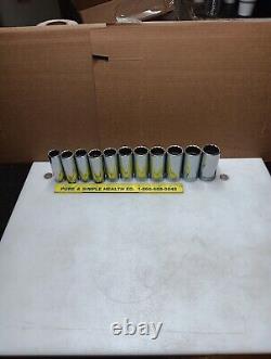 Snap on deep socket 1/2 Drive SM22-SM 11pc Metric 12 Point Etching