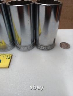 Snap on deep socket 1/2 Drive SM22-SM 11pc Metric 12 Point Etching