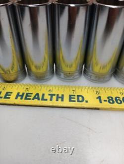 Snap on deep socket 1/2 Drive SM22-SM 11pc Metric 12 Point Etching