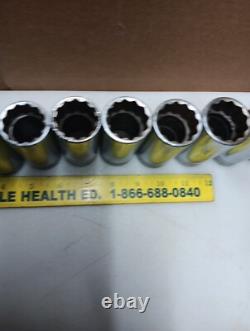 Snap on deep socket 1/2 Drive SM22-SM 11pc Metric 12 Point Etching