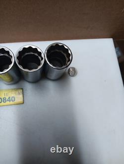 Snap on deep socket 1/2 Drive SM22-SM 11pc Metric 12 Point Etching