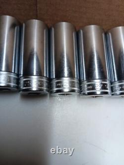 Snap on deep socket 1/2 Drive SM22-SM 11pc Metric 12 Point Etching