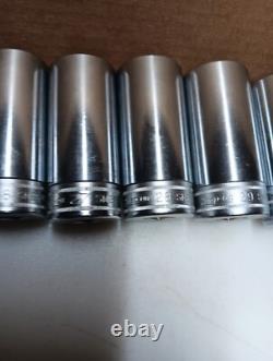 Snap on deep socket 1/2 Drive SM22-SM 11pc Metric 12 Point Etching