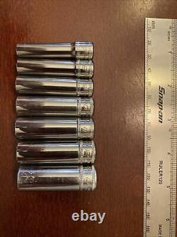Snap on tools 1/4 drive 7-13mm metric deep 6 point chrome socket STMM7-13