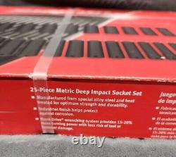 Snap-onT 325SIMM 1/2drive 25 pc. 10 to 36mm 6-point DEEP Impact Socket Set New