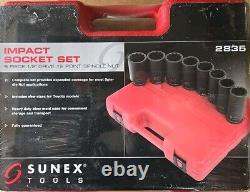 Sunex 2835 8-Piece 1/2 Drive Deep 12-Point Spindle Nut Impact Socket Set