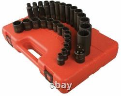 Sunex 29pc 3/8 Metric 12 Point Master Impact Sockets Set Drive Short Deep 3330