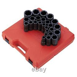 Sunex 4693 26-Piece 3/4 Drive 6-Point Metric Deep Impact Socket Set