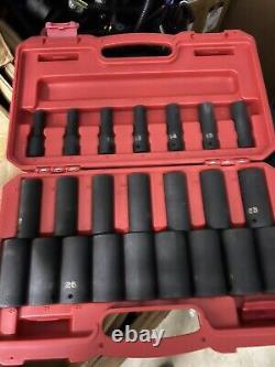 TEKTON 1/2 Inch Drive Deep 6-Point Impact Socket Set, 23-Piece 10-32 mm SID92330