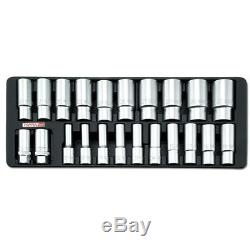 Toptul Professional 1/2in Drive 22 Piece Deep Bi-Hex 12 Point Socket Set