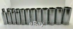 VTG Snap On Tools SAE Socket Set Lot 1/2 Drive Deep Flank 6-point 3/8-1-1/16