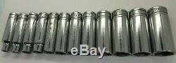 VTG Snap On Tools SAE Socket Set Lot 1/2 Drive Deep Flank 6-point 3/8-1-1/16