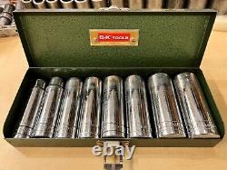 Vintage S-K TOOLS 1/2 Drive 12 Point Large Deep Socket Set 1/2-15/16 with Box