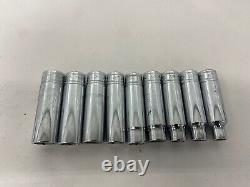 Vintage Snap-On 1/2 DRIVE TSM 10 12 13 14 15 17 18 20 6 POINT DEEP SOCKET SET