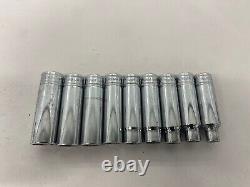 Vintage Snap-On 1/2 DRIVE TSM 10 12 13 14 15 17 18 20 6 POINT DEEP SOCKET SET