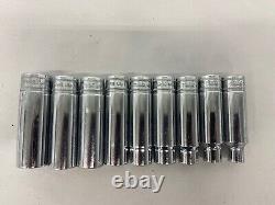 Vintage Snap-On 1/2 DRIVE TSM 10 12 13 14 15 17 18 20 6 POINT DEEP SOCKET SET