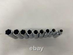 Vintage Snap-On 1/2 DRIVE TSM 10 12 13 14 15 17 18 20 6 POINT DEEP SOCKET SET