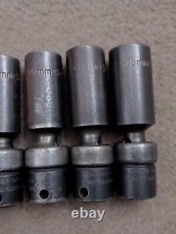 Vintage USA SK 3/8 Drive Metric Impact Swivel Socket Set Lot Deep 6 Point Tools