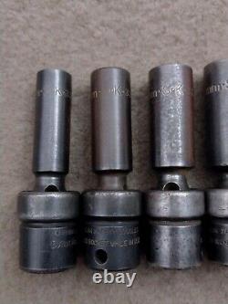 Vintage USA SK 3/8 Drive Metric Impact Swivel Socket Set Lot Deep 6 Point Tools