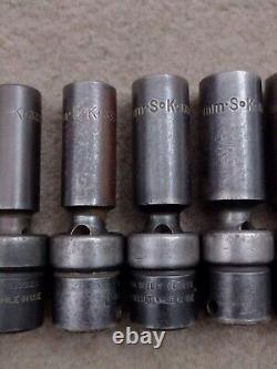 Vintage USA SK 3/8 Drive Metric Impact Swivel Socket Set Lot Deep 6 Point Tools