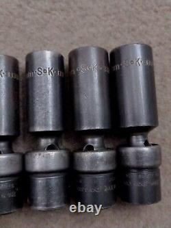 Vintage USA SK 3/8 Drive Metric Impact Swivel Socket Set Lot Deep 6 Point Tools