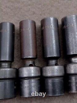 Vintage USA SK 3/8 Drive Metric Impact Swivel Socket Set Lot Deep 6 Point Tools