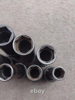 Vintage USA SK 3/8 Drive Metric Impact Swivel Socket Set Lot Deep 6 Point Tools