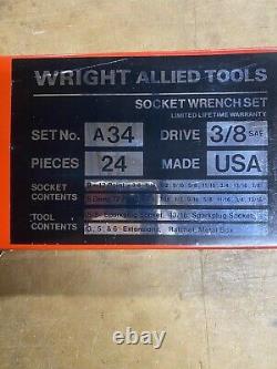 Wright Tools A34 3/8 Drive 12 Point Standard and Deep Socket Set (21-Piece)