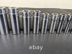#be466 Snap-On Tools Socket Set 211SFSY 3/8 drive 6 Point Deep 1/4 to 7/8