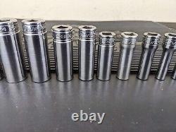 #be466 Snap-On Tools Socket Set 211SFSY 3/8 drive 6 Point Deep 1/4 to 7/8