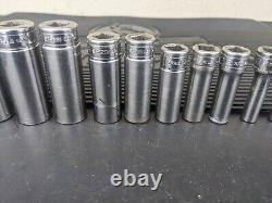 #be962 Snap-On Tools Socket Set 211SFSY 3/8 drive 6 Point Deep 1/4 to 7/8