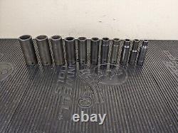 #bg015 Snap-on Tools 1/2 Drive 6 Point Deep Power Socket Set SAE